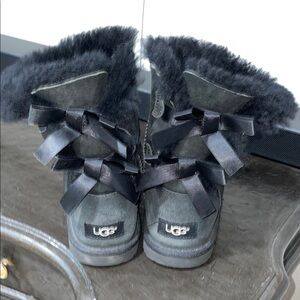 UGG Black Boots with Satin Bows
